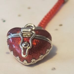 2 ct. red heart locket phone backpack charm